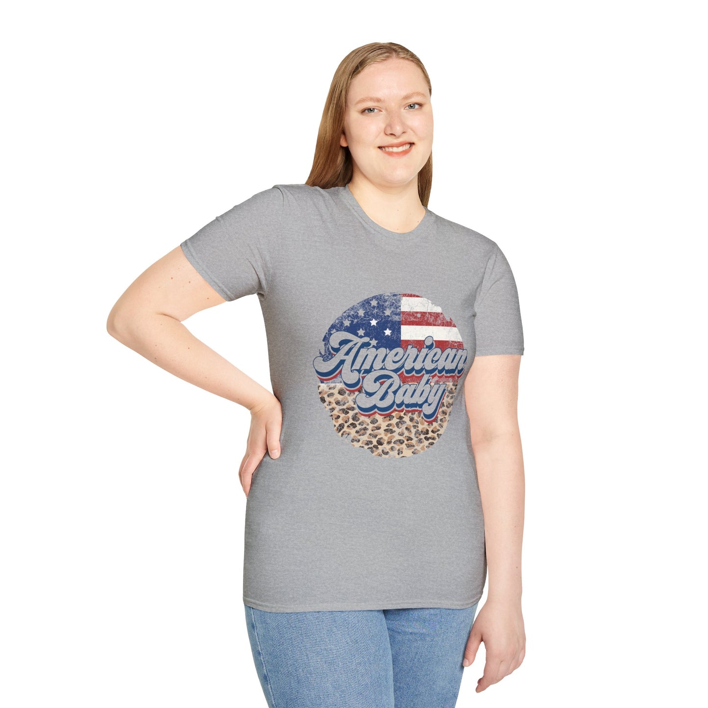 American Baby T-Shirt — Patriotic Leopard Circle Graphic Tee