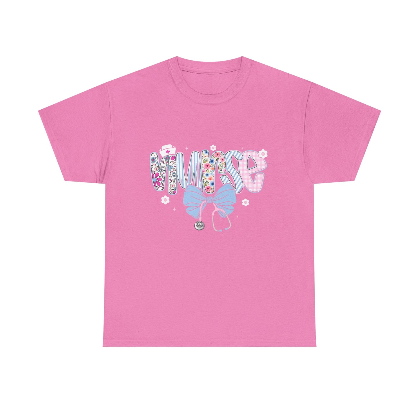 Women's Nurse Life Tee — Cute Floral 'NURSE' Bow Scrubs Graphic T-Shirt