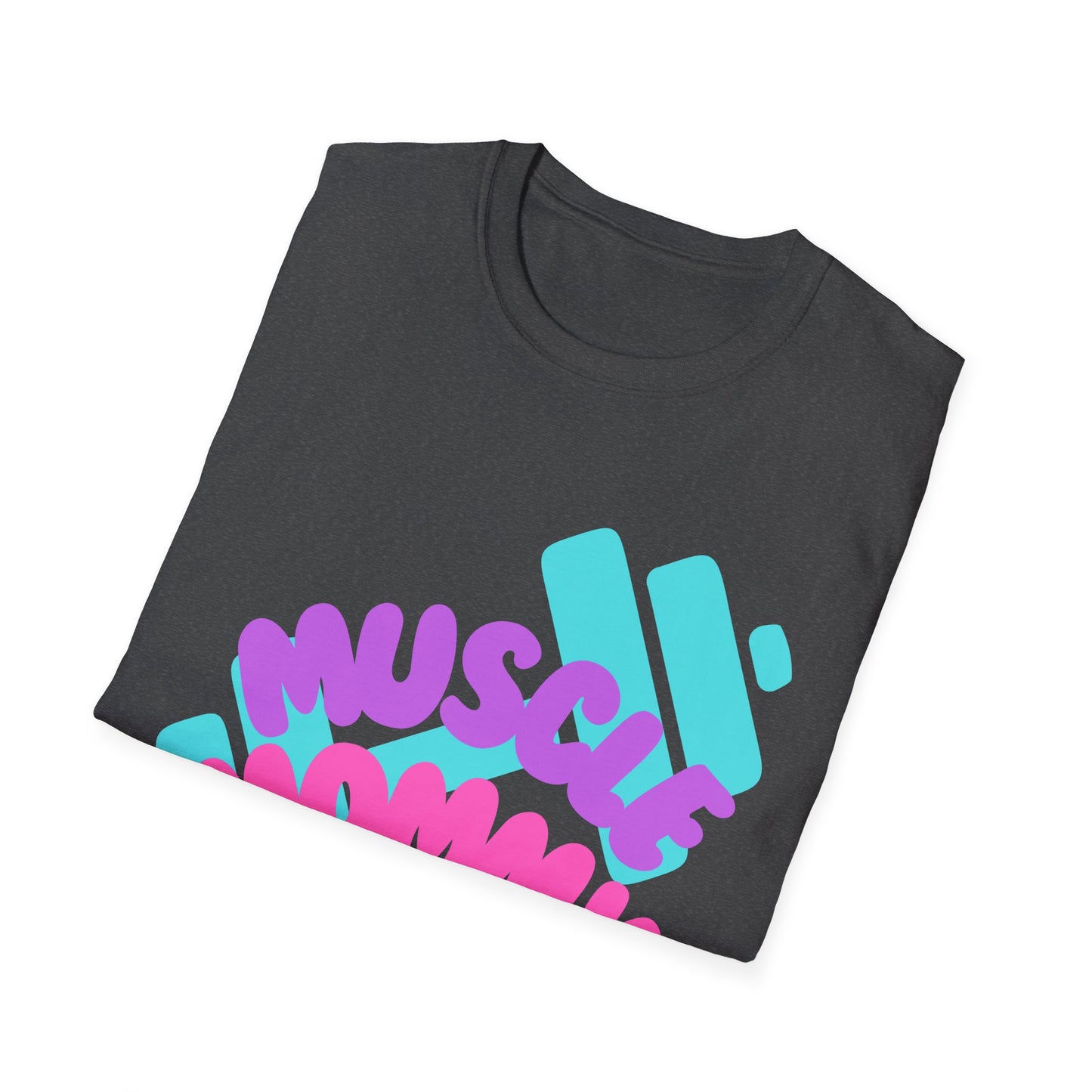 Muscle Mommy T-Shirt — Cute Fitness Mom Tee (Pastel Pink & Teal)