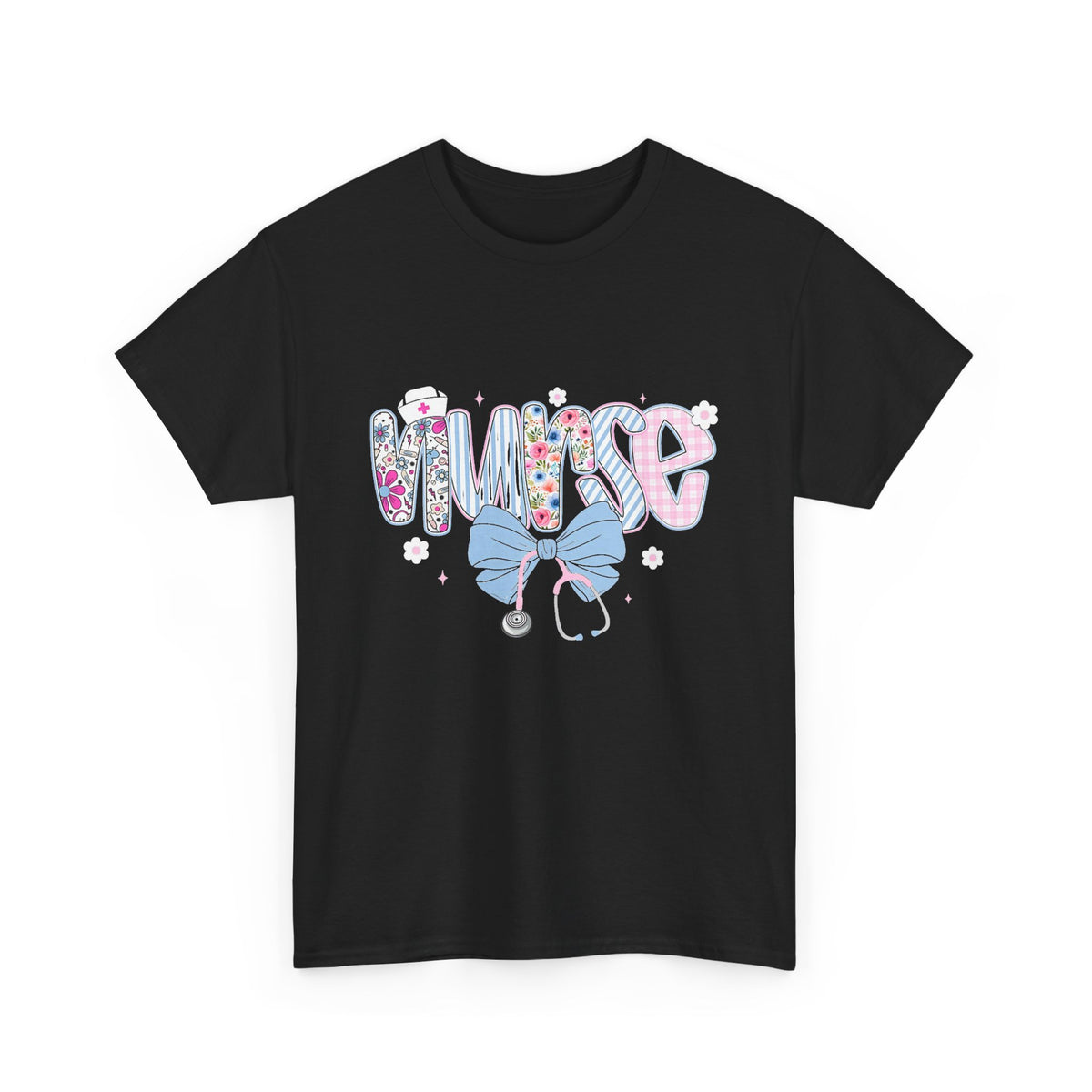 Women's Nurse Life Tee — Cute Floral 'NURSE' Bow Scrubs Graphic T-Shirt