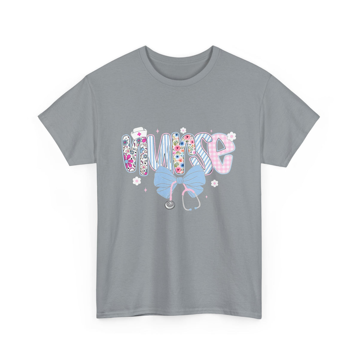 Women's Nurse Life Tee — Cute Floral 'NURSE' Bow Scrubs Graphic T-Shirt