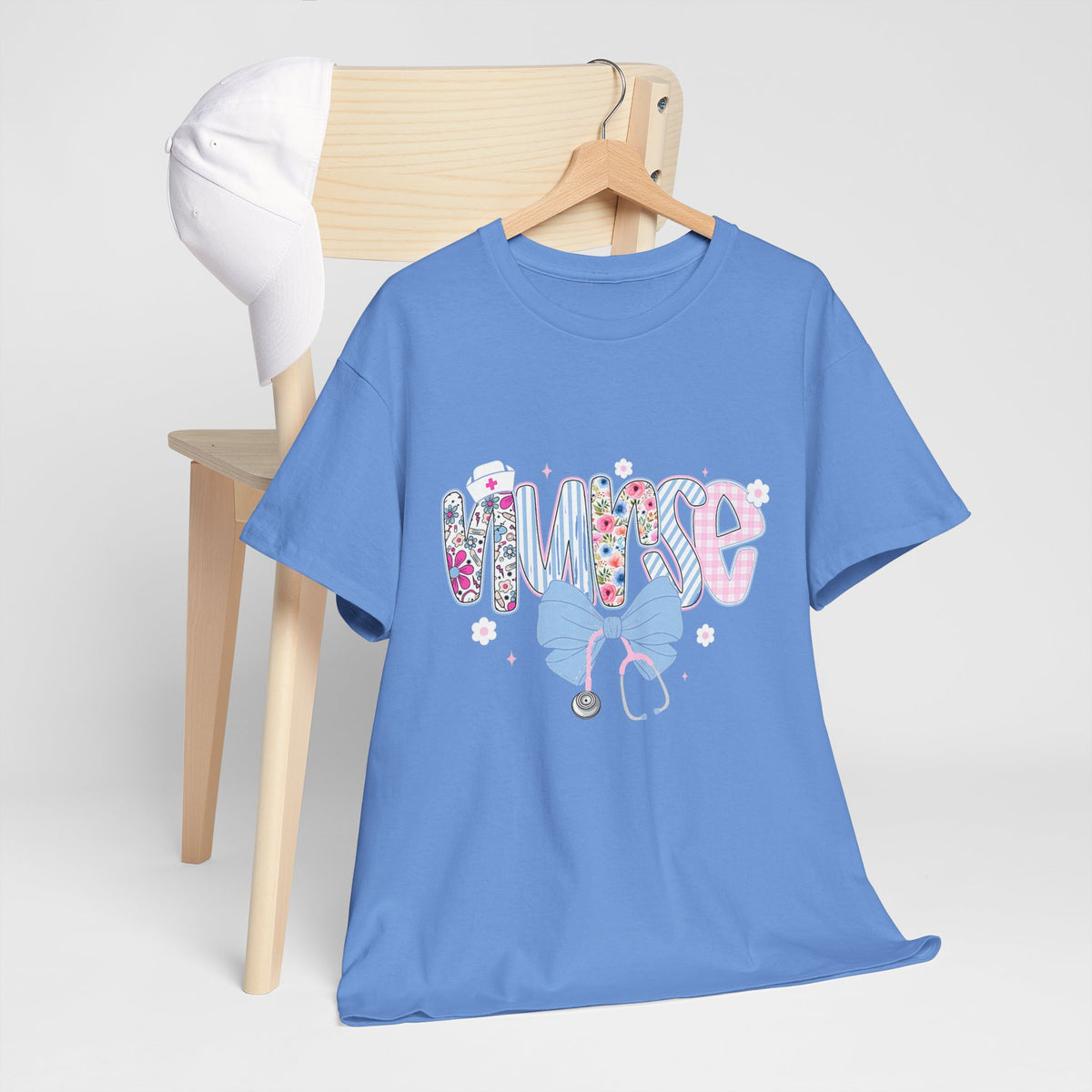 Women's Nurse Life Tee — Cute Floral 'NURSE' Bow Scrubs Graphic T-Shirt
