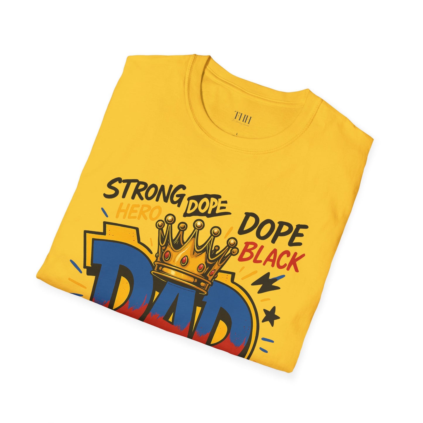Dad Crown Graphic T-Shirt — "DAD" Comic Style: Strong, Provider, Leader & Man of God
