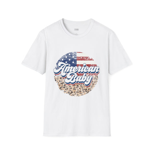 American Baby T-Shirt — Patriotic Leopard Circle Graphic Tee