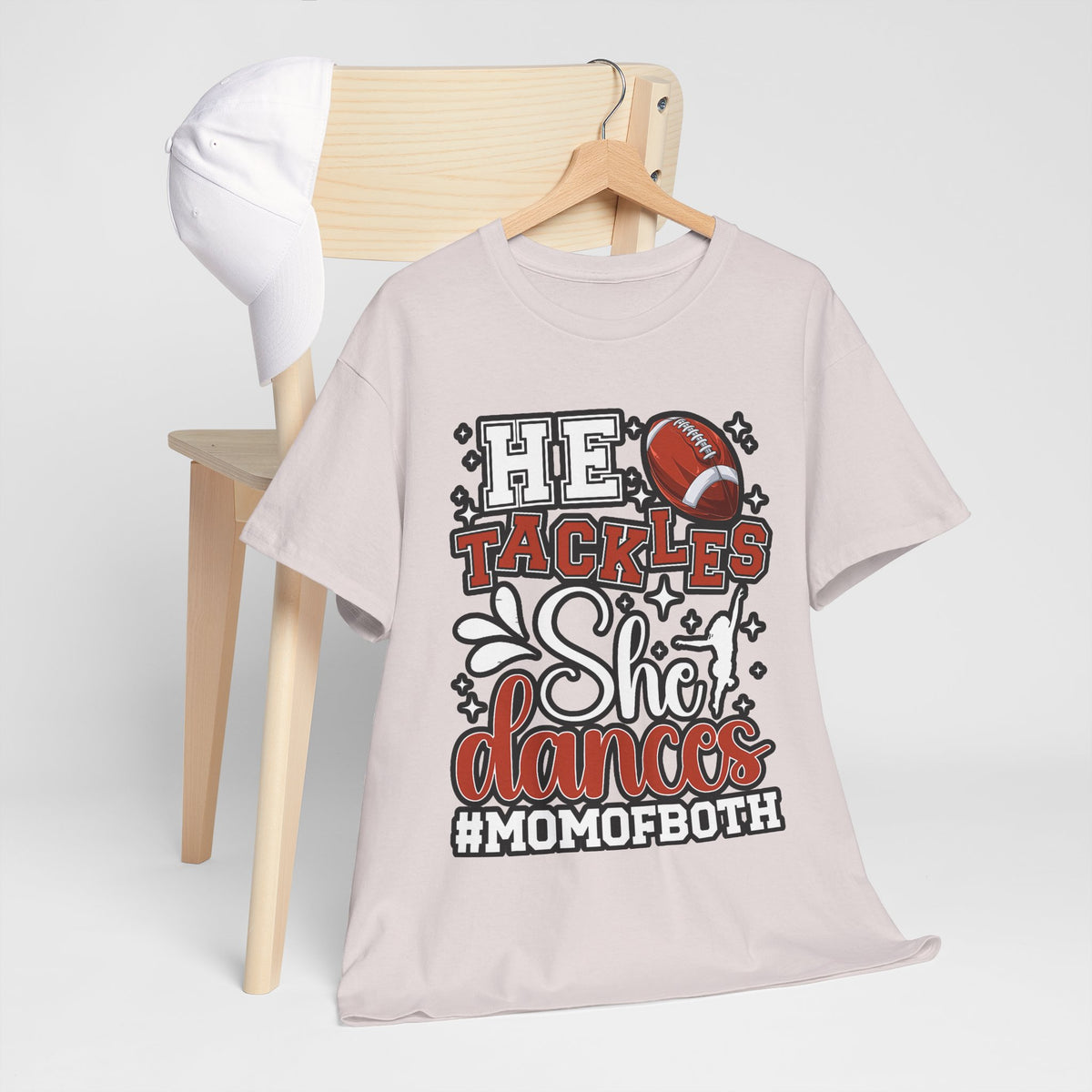 Mom of Both Football & Dance T-Shirt – "He Tackles, She Dances" #MOMOFBOTH
