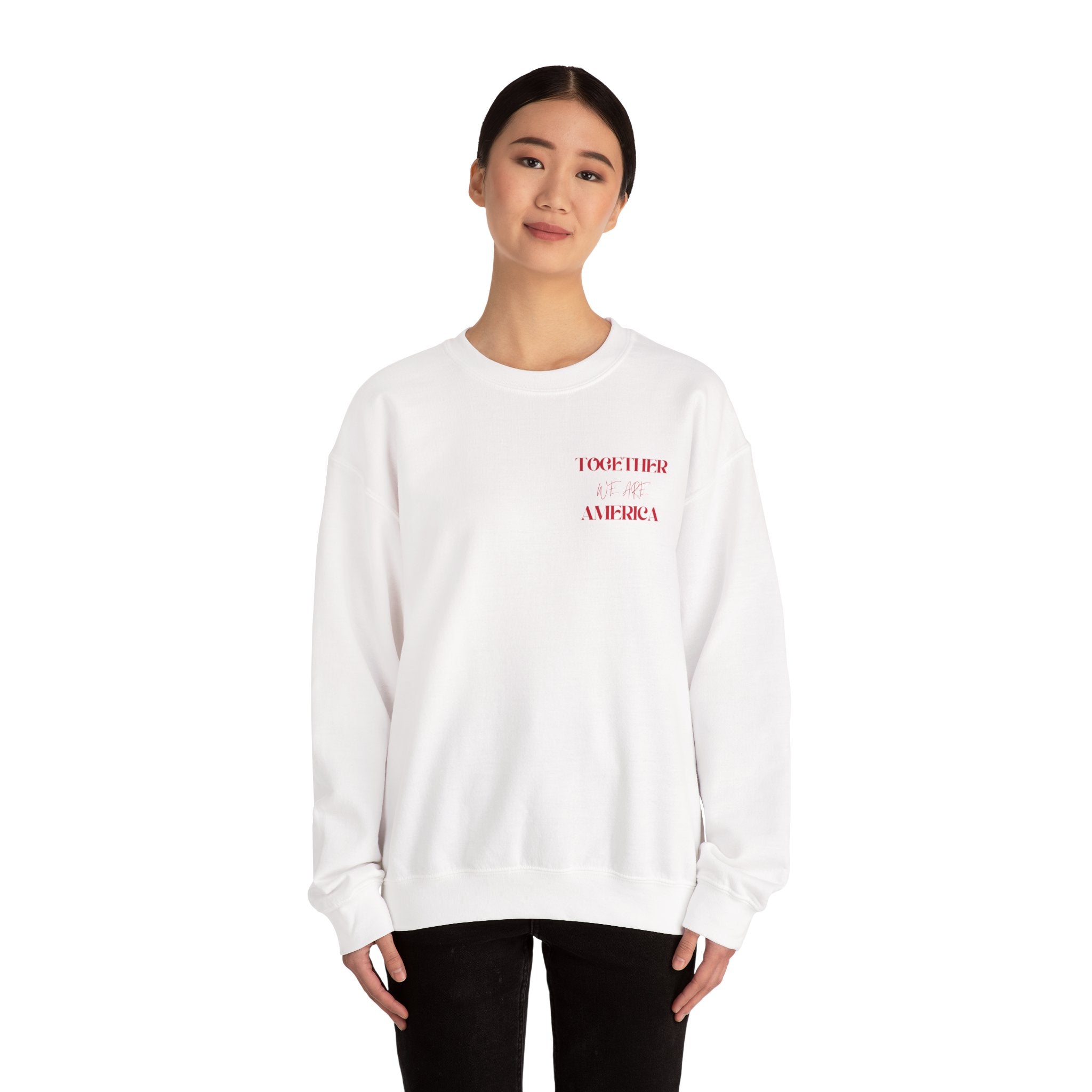 Crewneck Sweatshirt — 'Together We Rise' Love & International Flags Peace Design