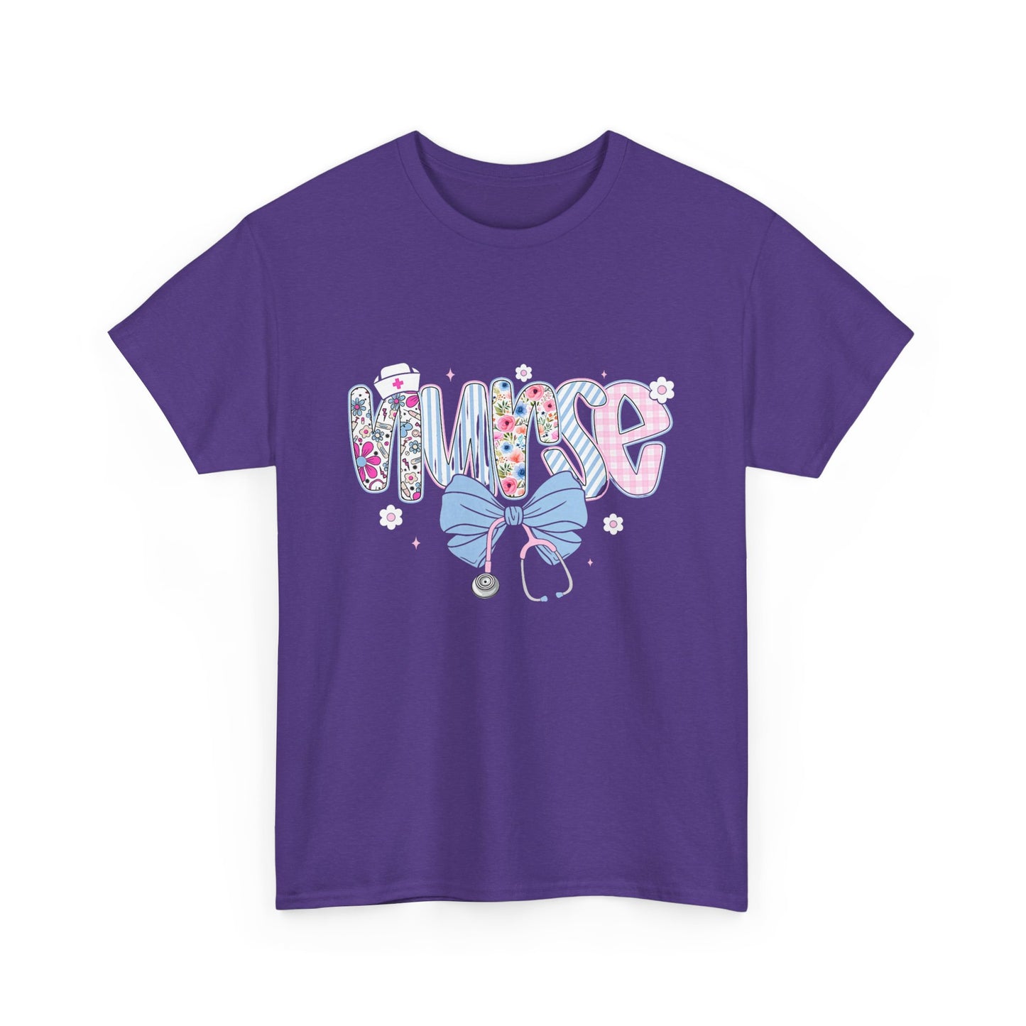 Women's Nurse Life Tee — Cute Floral 'NURSE' Bow Scrubs Graphic T-Shirt