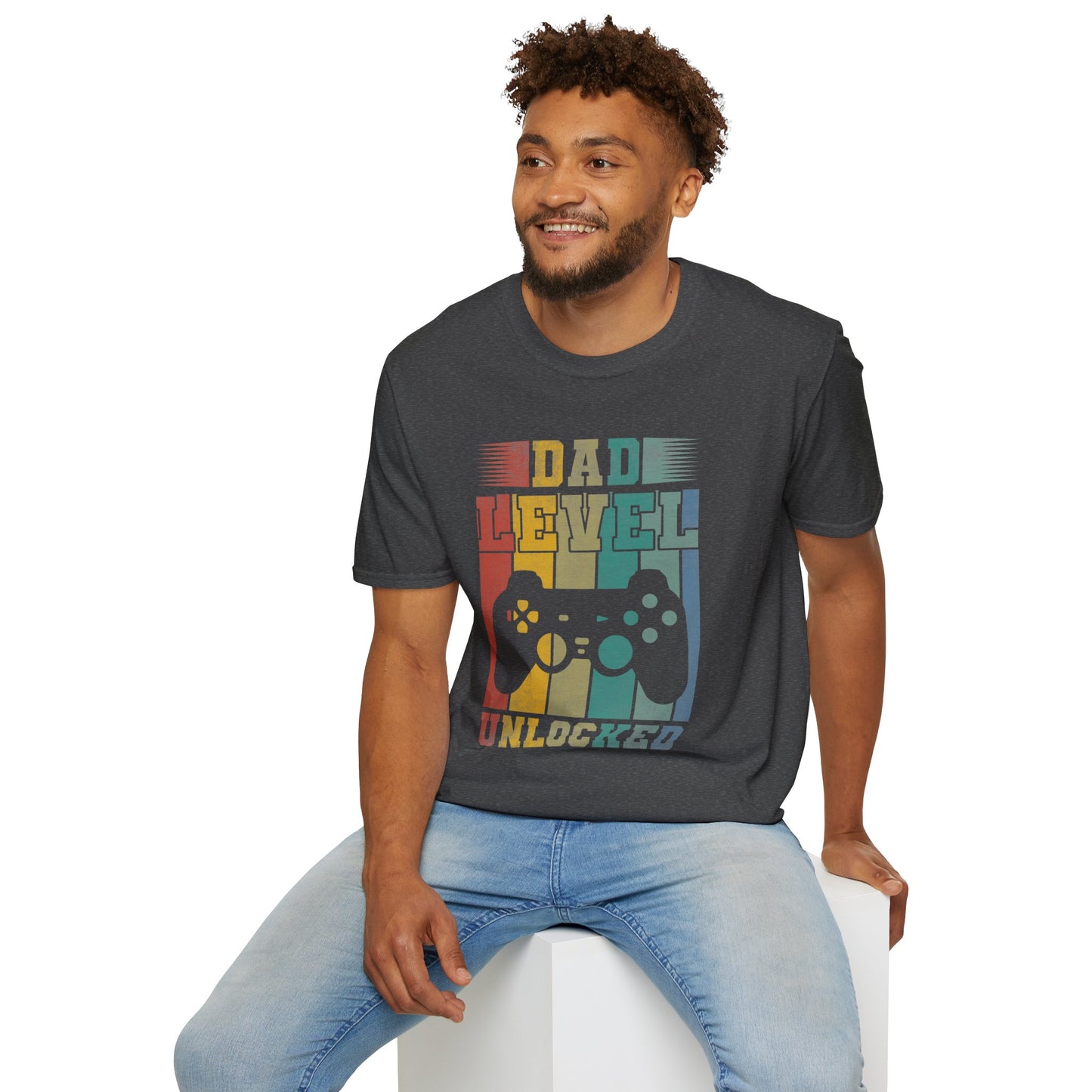 Dad Level Unlocked T-Shirt — Retro Gamer Controller Father’s Day Tee