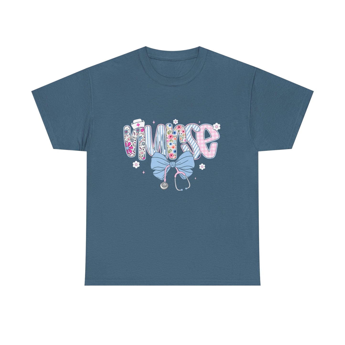 Women's Nurse Life Tee — Cute Floral 'NURSE' Bow Scrubs Graphic T-Shirt