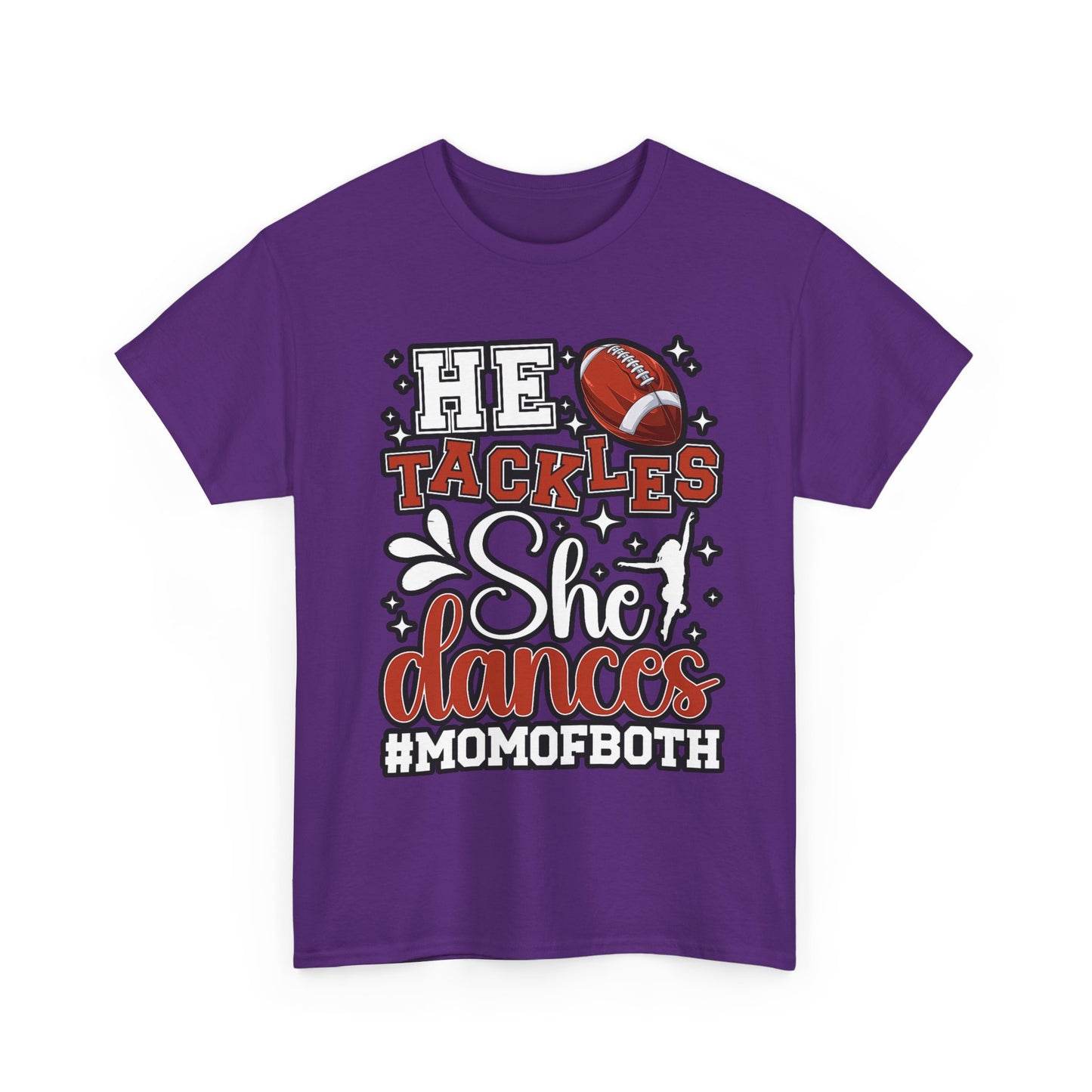 Mom of Both Football & Dance T-Shirt – "He Tackles, She Dances" #MOMOFBOTH