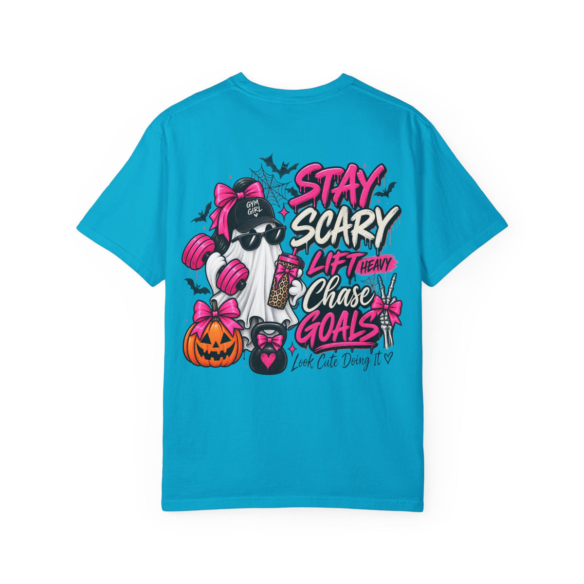Stay Scary Gym T-Shirt — 'Stay Scary, Lift Heavy & Chase Goals' Halloween Fitness Tee
