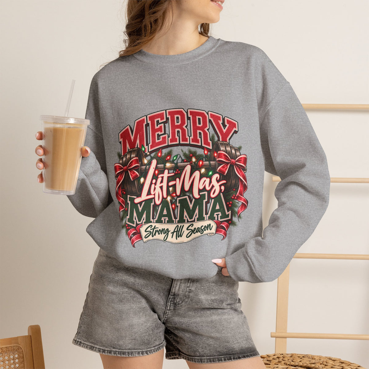 Crewneck Sweatshirt — "Merry Lit-Mas Mama" Christmas Graphic