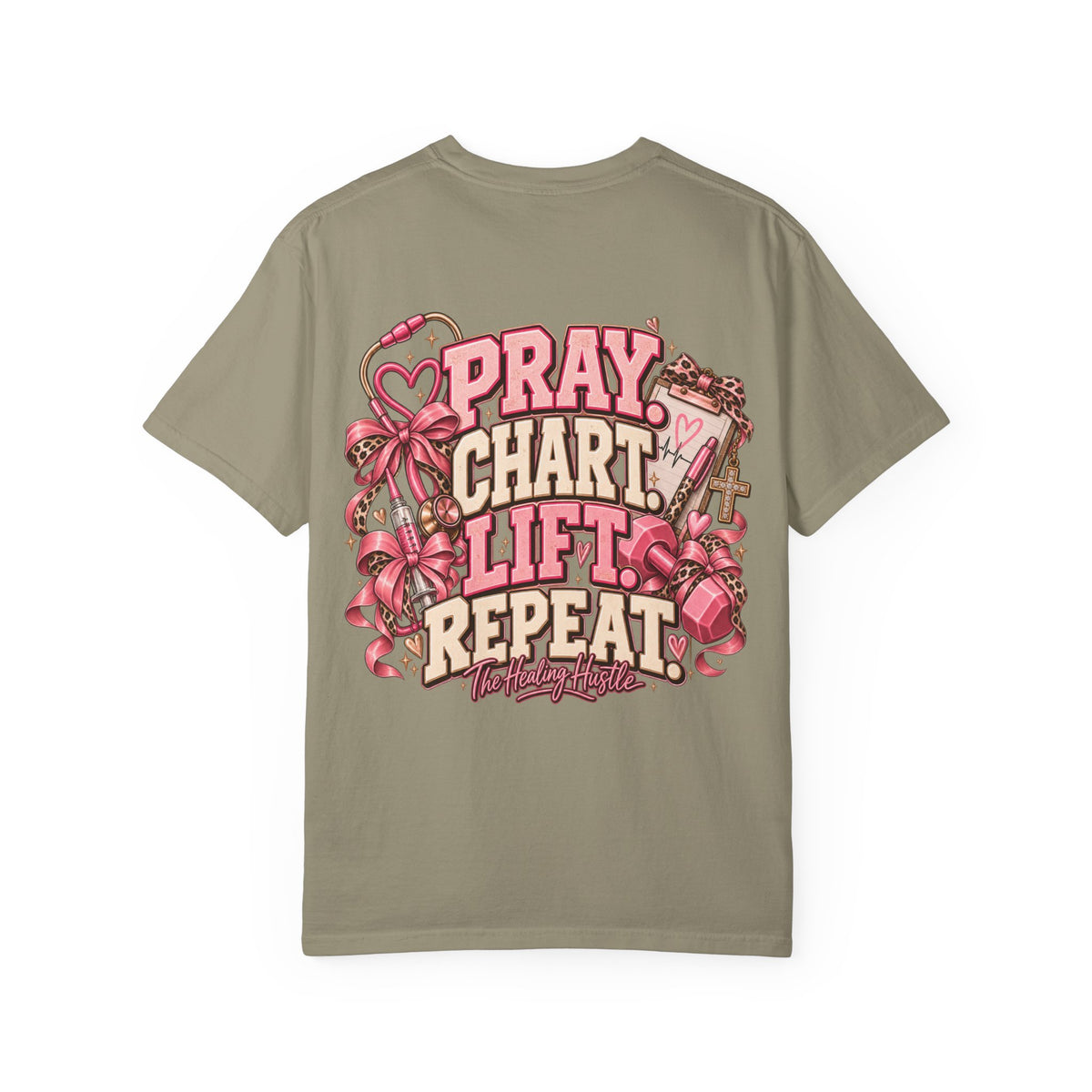 Pray Chart Lift Repeat Inspirational Graphic T-Shirt