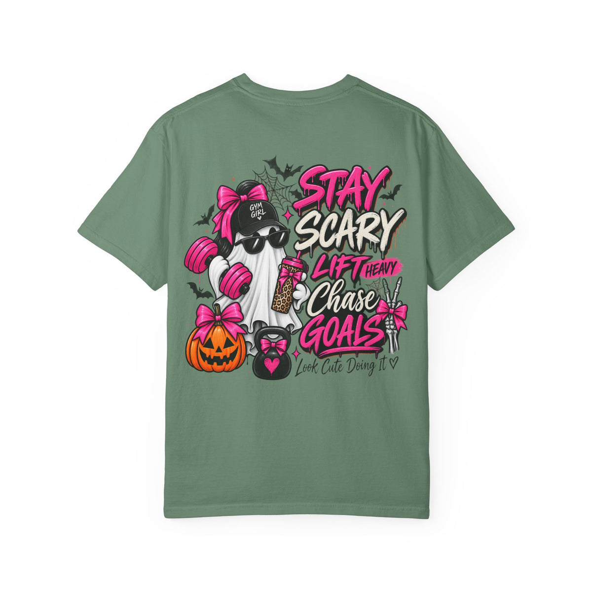 Stay Scary Gym T-Shirt — 'Stay Scary, Lift Heavy & Chase Goals' Halloween Fitness Tee