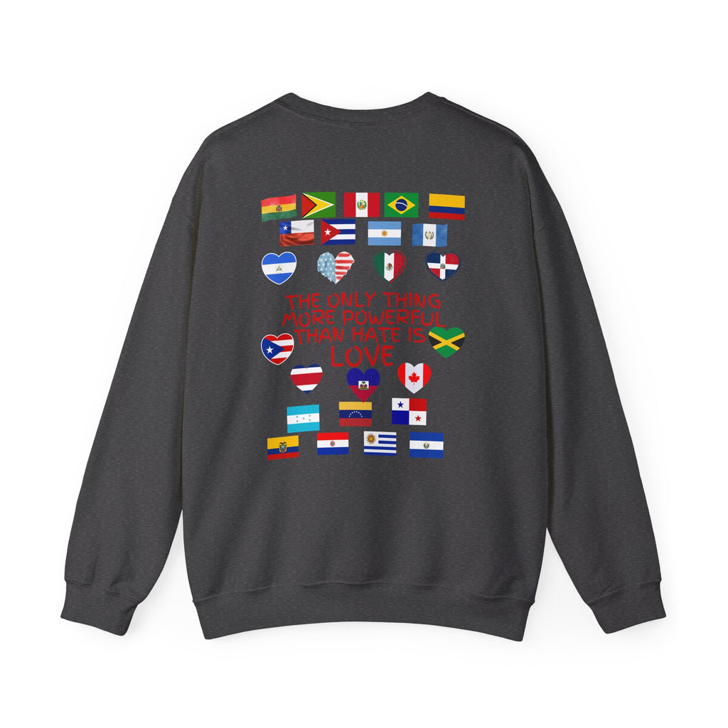 Crewneck Sweatshirt — 'Together We Rise' Love & International Flags Peace Design