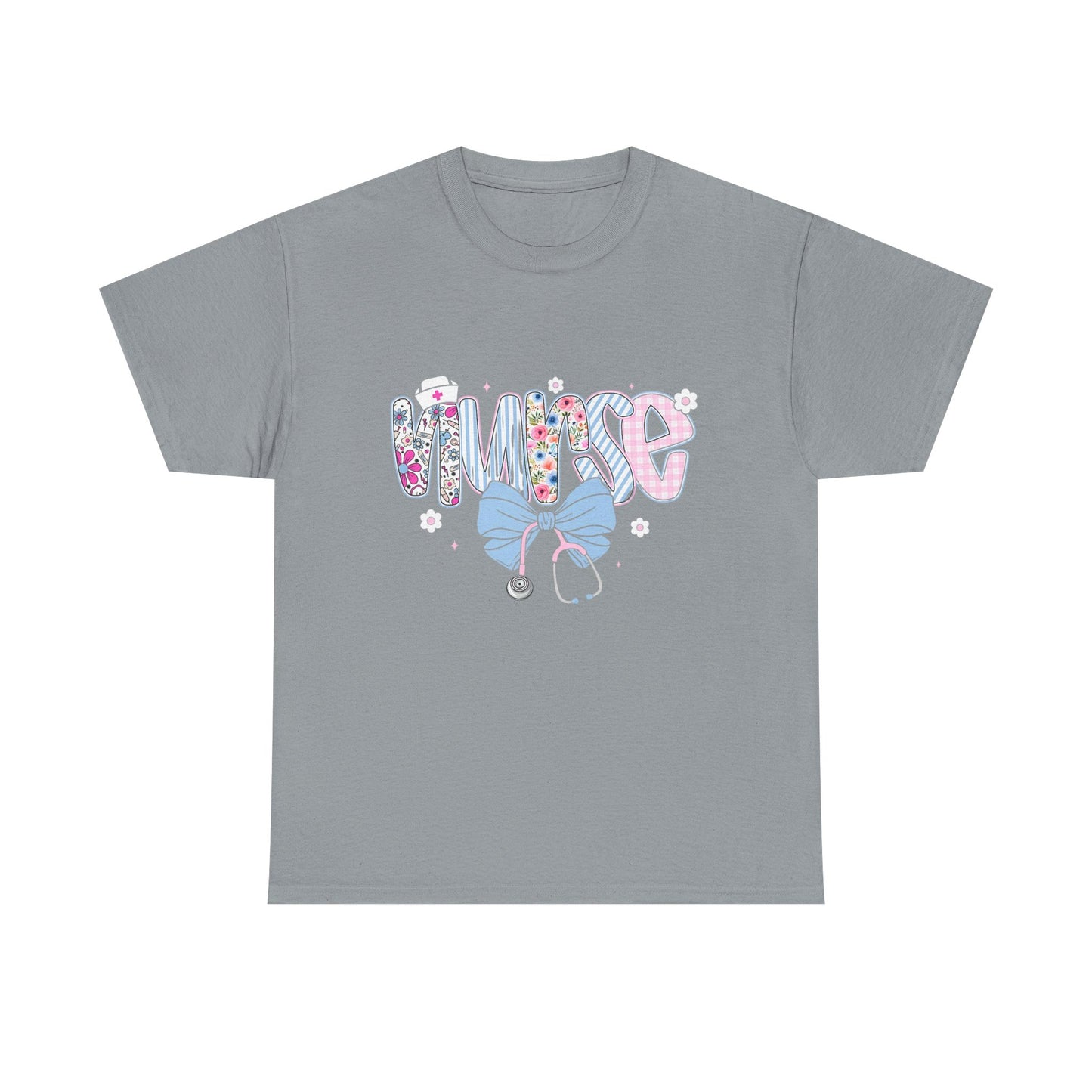 Women's Nurse Life Tee — Cute Floral 'NURSE' Bow Scrubs Graphic T-Shirt