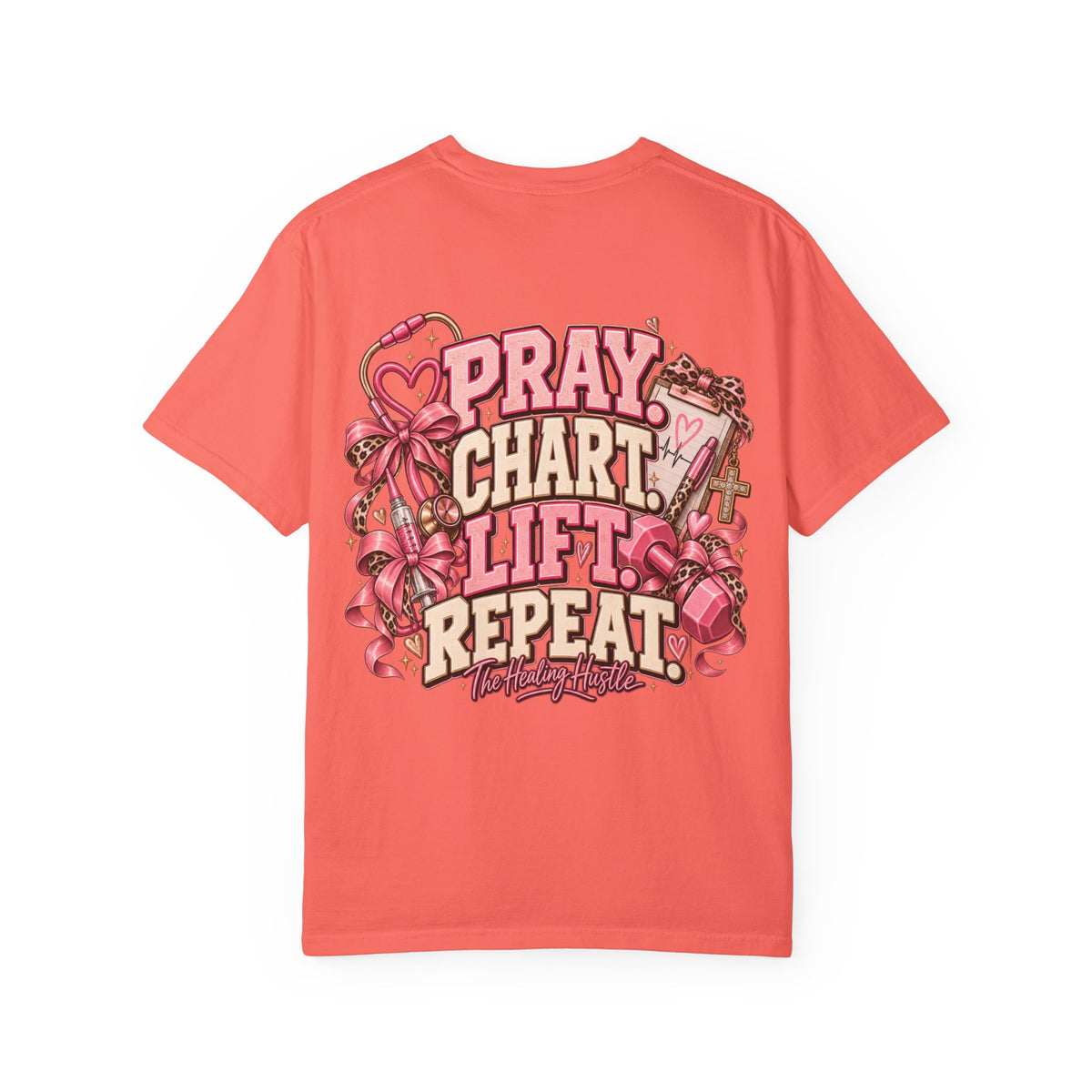 Pray Chart Lift Repeat Inspirational Graphic T-Shirt