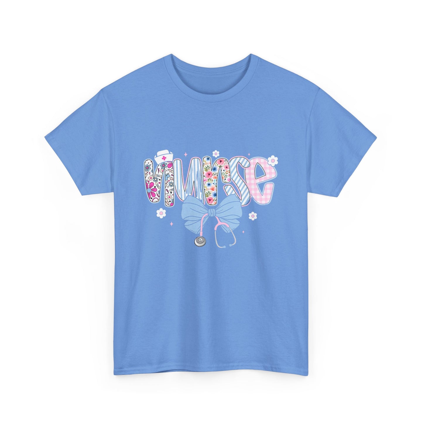 Women's Nurse Life Tee — Cute Floral 'NURSE' Bow Scrubs Graphic T-Shirt