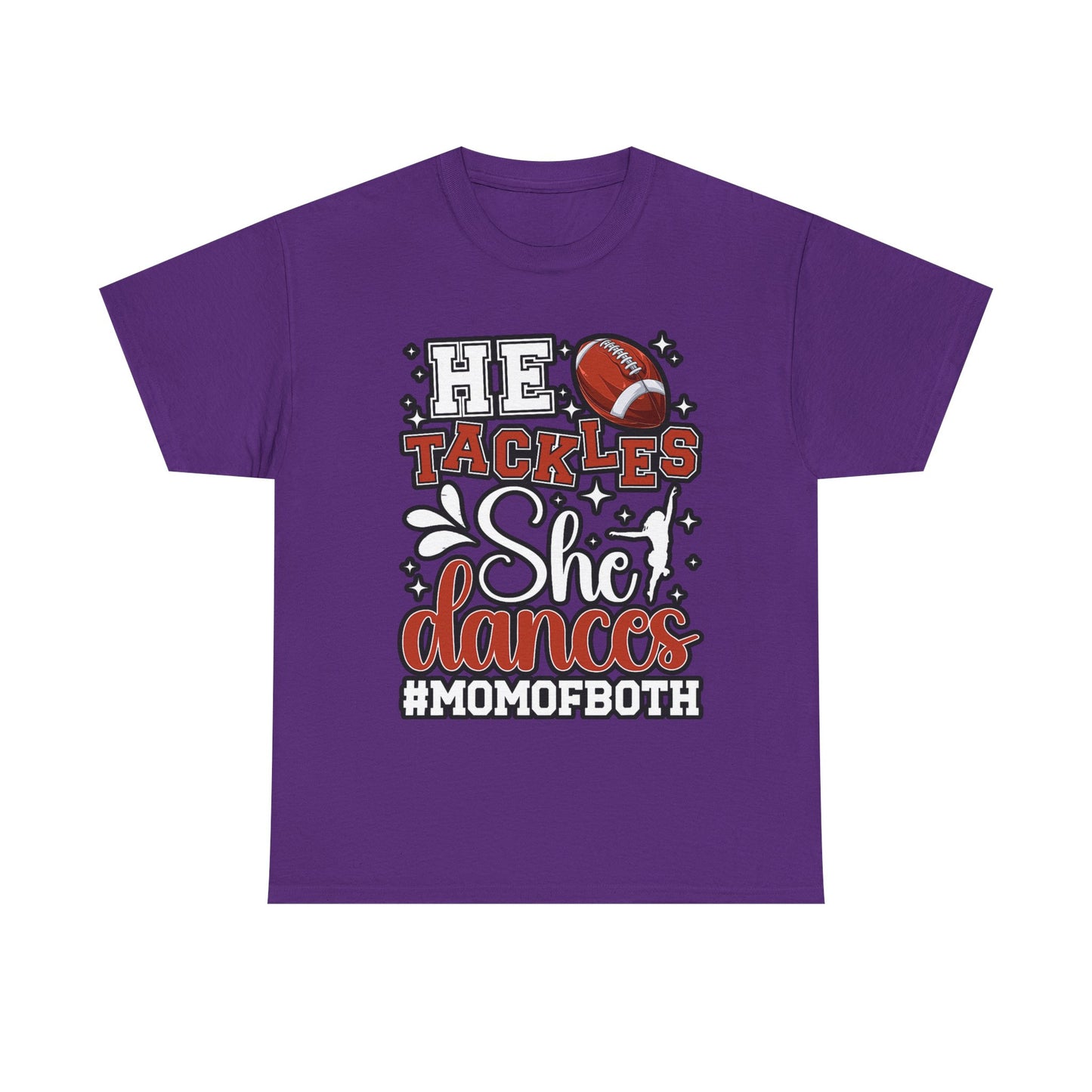 Mom of Both Football & Dance T-Shirt – "He Tackles, She Dances" #MOMOFBOTH
