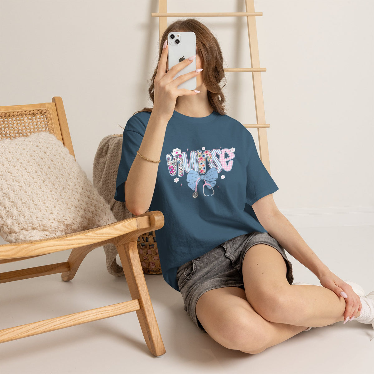 Women's Nurse Life Tee — Cute Floral 'NURSE' Bow Scrubs Graphic T-Shirt