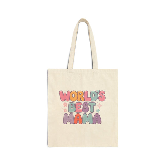 Tote Bag — "World's Best Mama" Retro Pastel Mother's Day Gift
