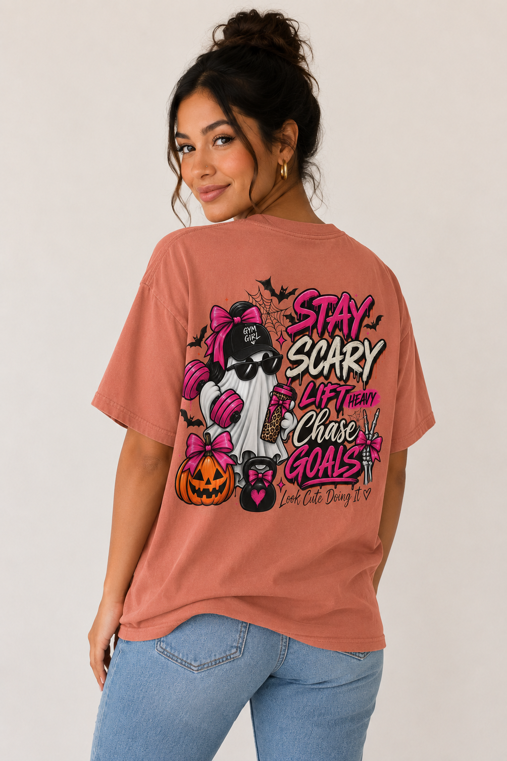 Stay Scary Gym T-Shirt — 'Stay Scary, Lift Heavy & Chase Goals' Halloween Fitness Tee