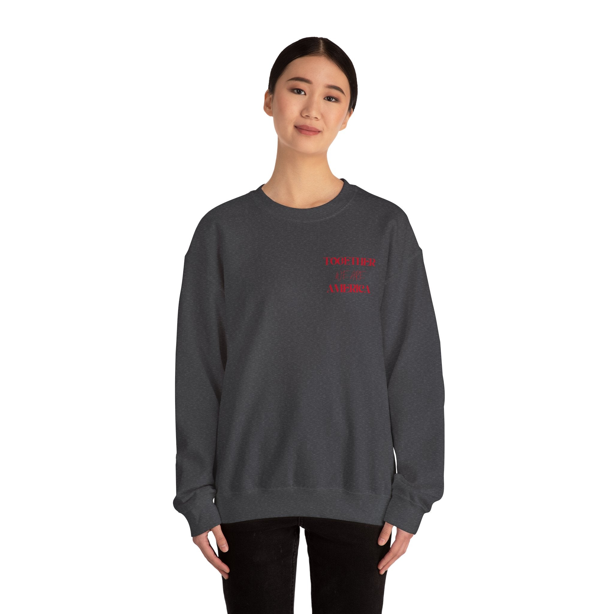 Crewneck Sweatshirt — 'Together We Rise' Love & International Flags Peace Design