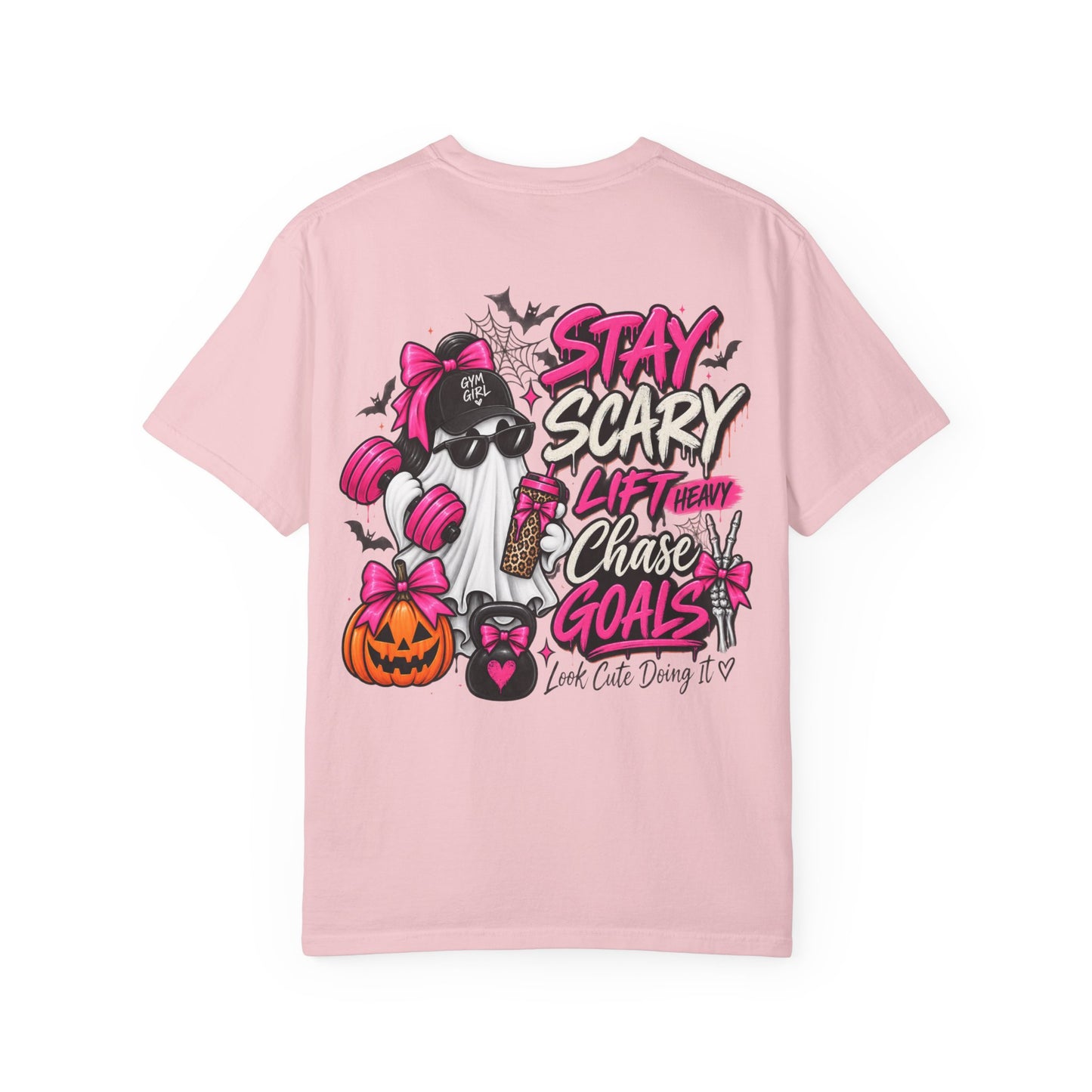Stay Scary Gym T-Shirt — 'Stay Scary, Lift Heavy & Chase Goals' Halloween Fitness Tee
