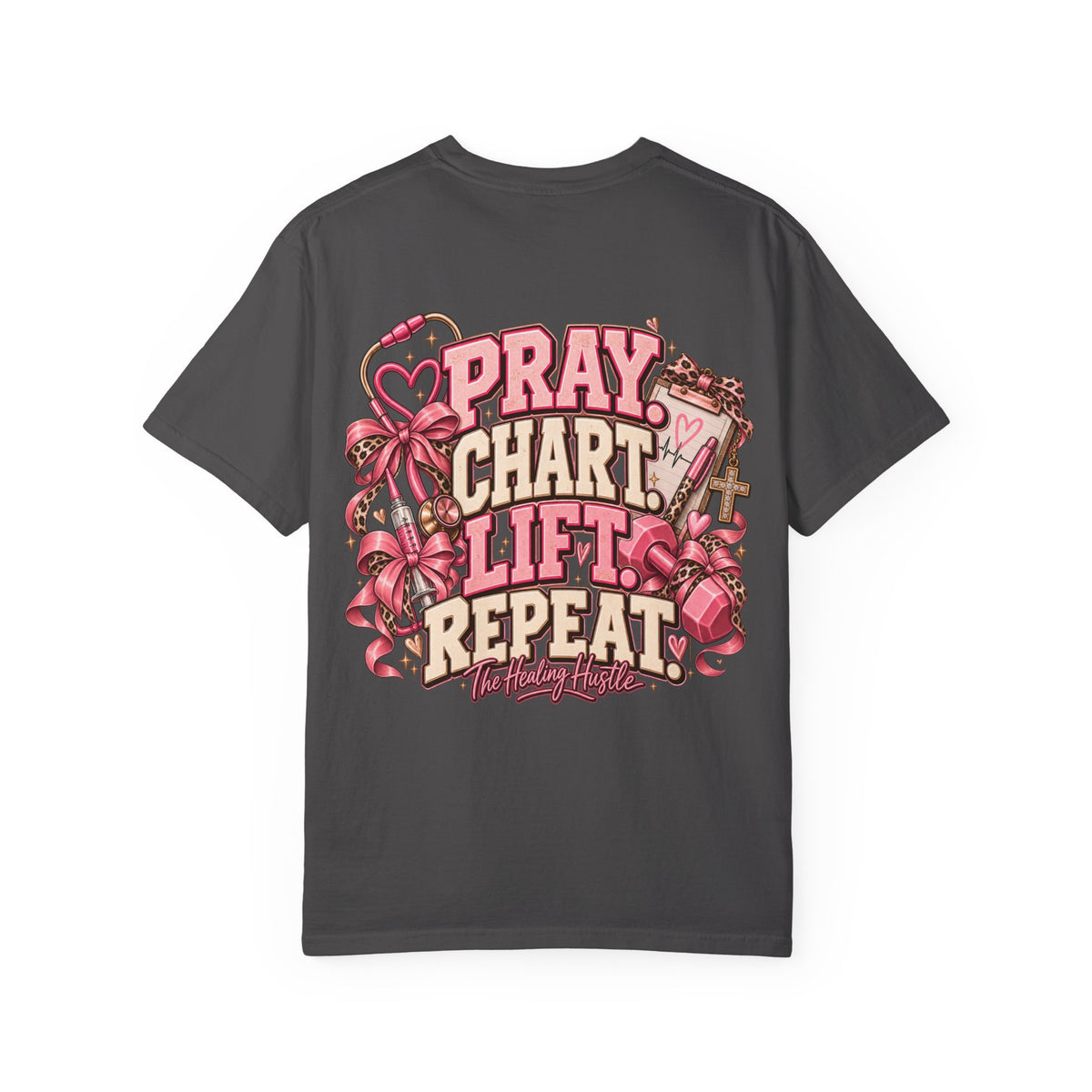 Pray Chart Lift Repeat Inspirational Graphic T-Shirt