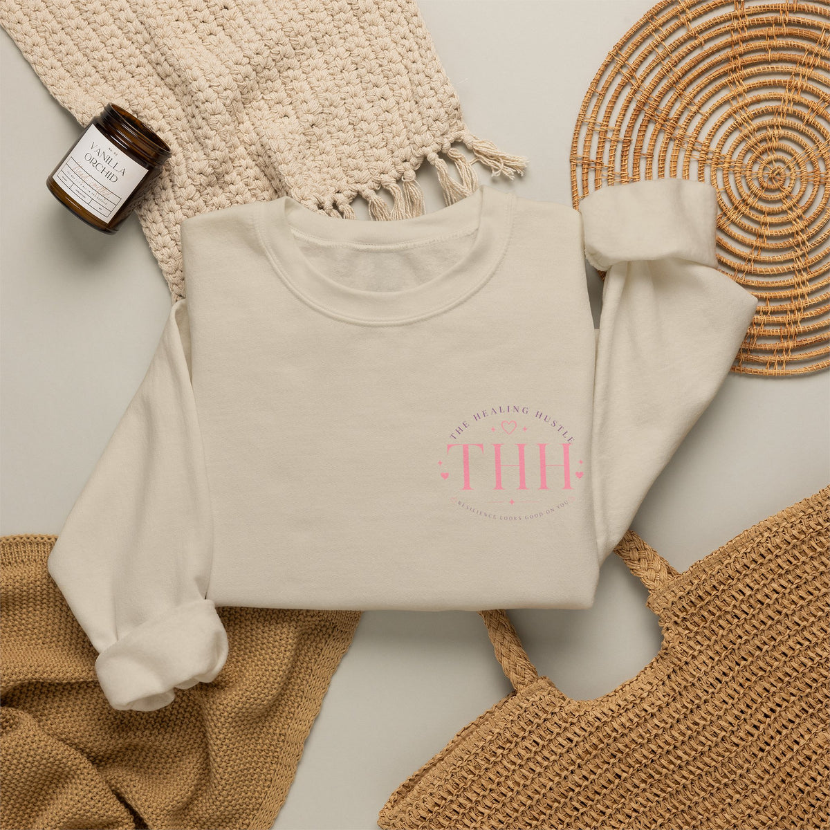 Crewneck Sweatshirt — Grateful Stronger Than Yesterday Graphic (Wellness, Recovery & Gratitude)