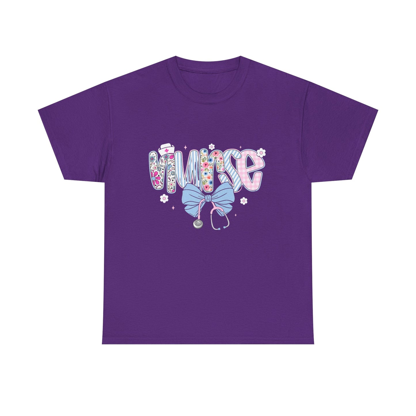 Women's Nurse Life Tee — Cute Floral 'NURSE' Bow Scrubs Graphic T-Shirt
