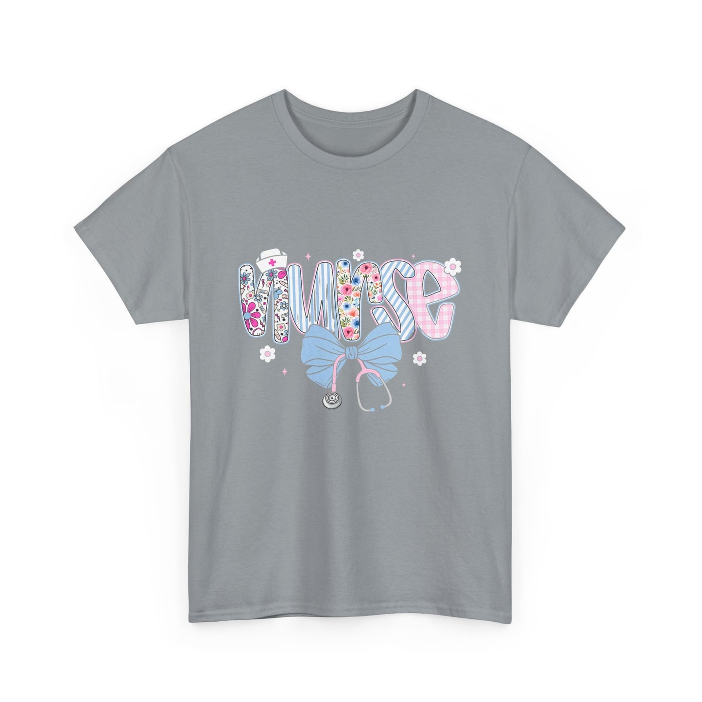 Women's Nurse Life Tee — Cute Floral 'NURSE' Bow Scrubs Graphic T-Shirt