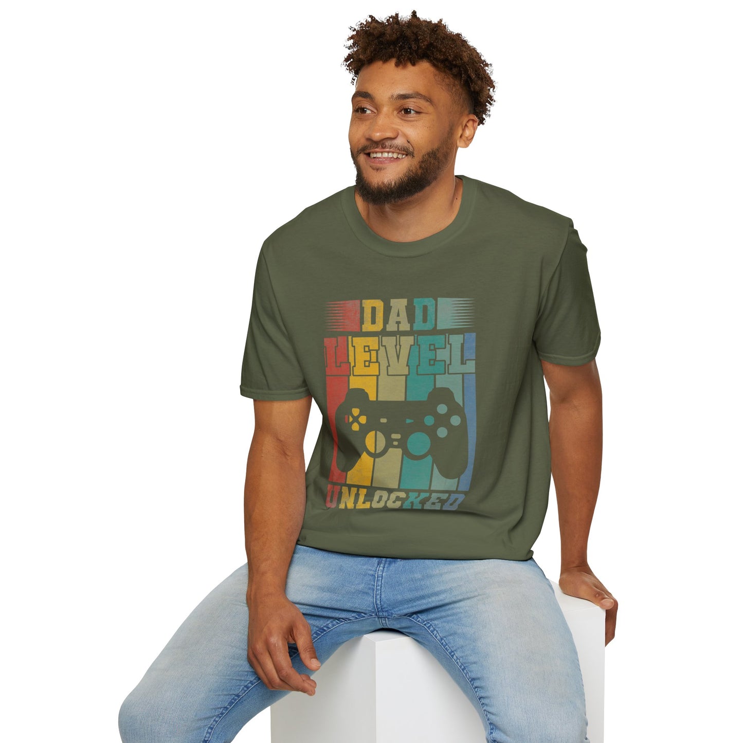 Dad Level Unlocked T-Shirt — Retro Gamer Controller Father’s Day Tee