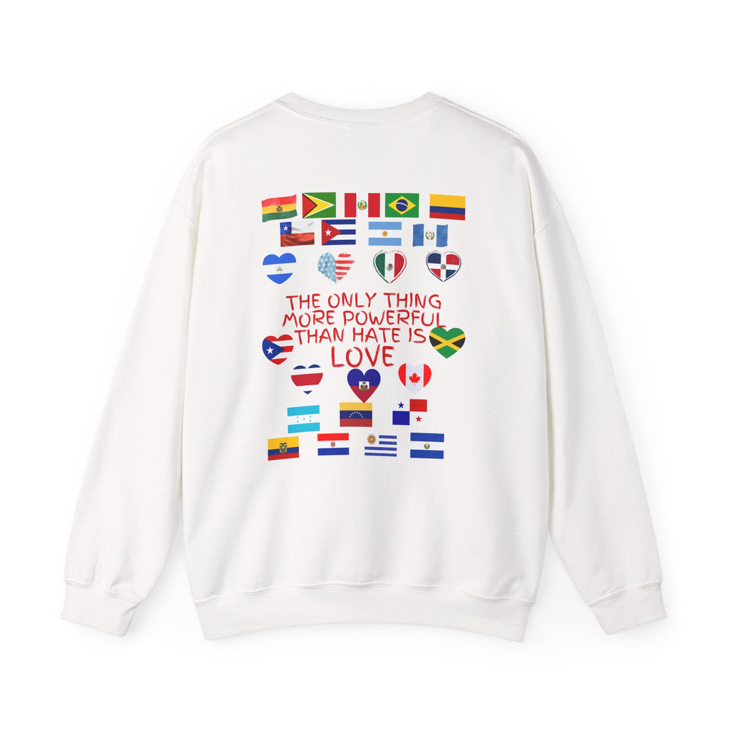 Crewneck Sweatshirt — 'Together We Rise' Love & International Flags Peace Design