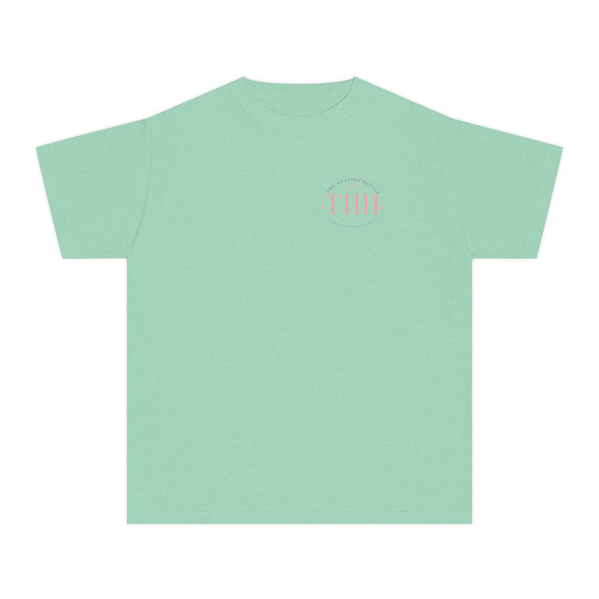 Youth Tee — "Big Dreams, Bigger Faith" Pink Bow Graphic