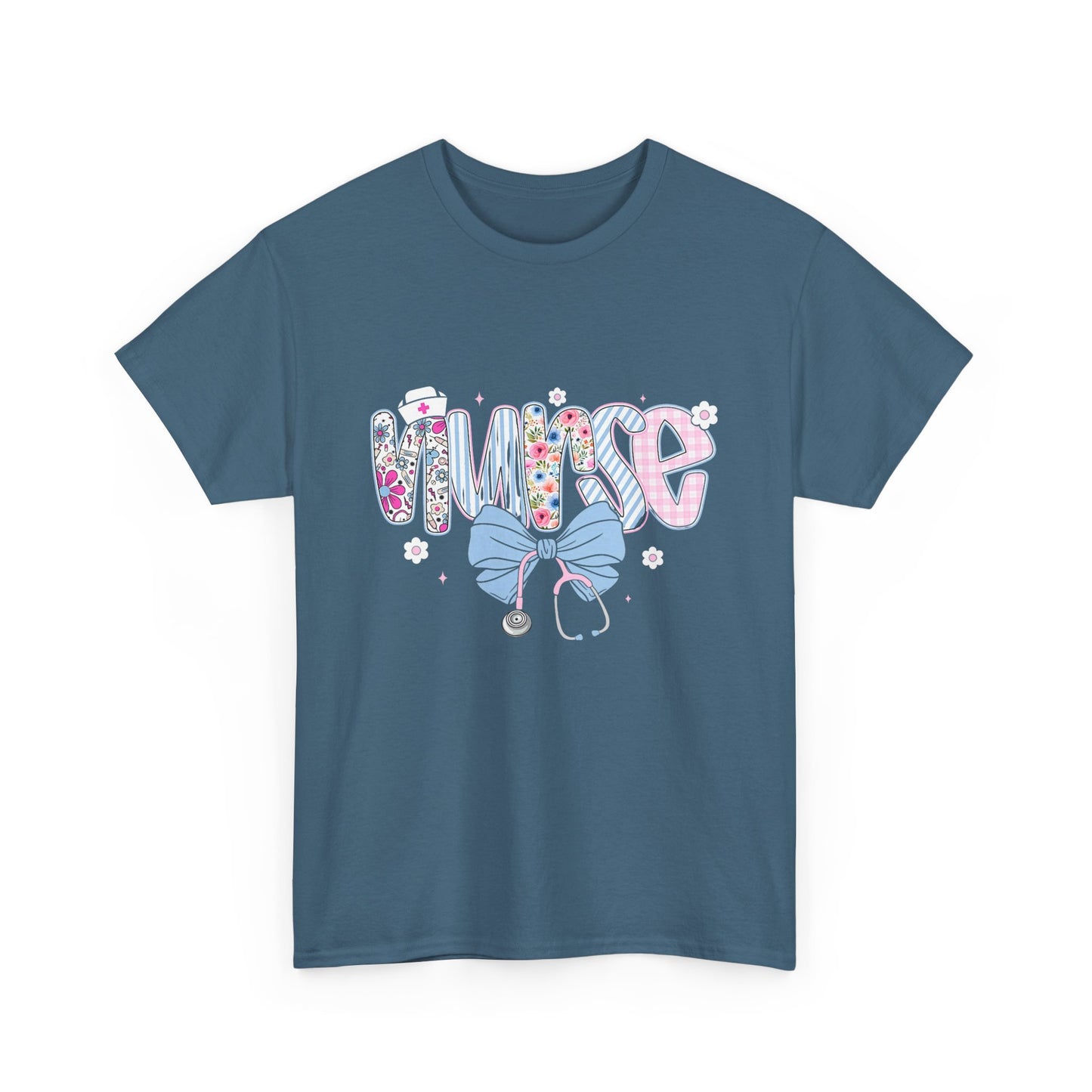 Women's Nurse Life Tee — Cute Floral 'NURSE' Bow Scrubs Graphic T-Shirt