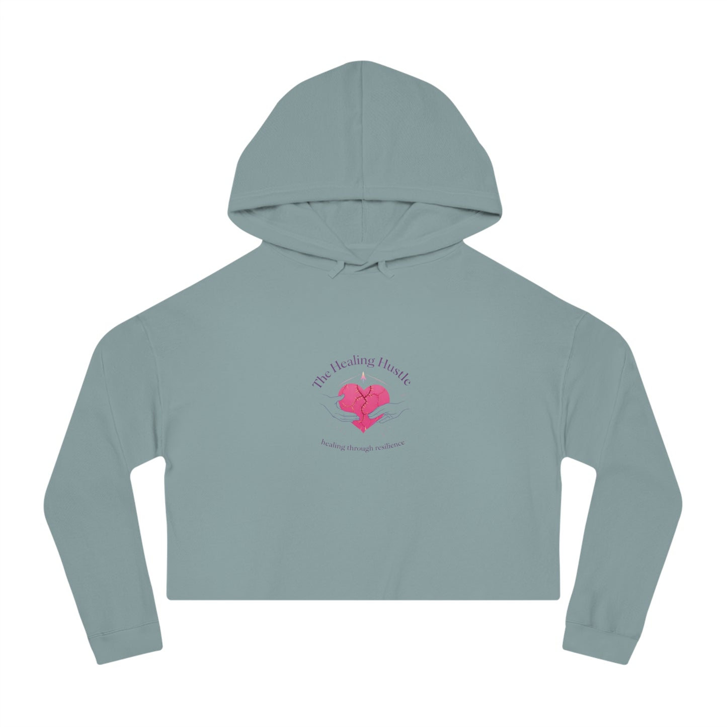 Cropped Hoodie — 'The Healing Heart' Pink Heart Logo Women's Cropped Hooded Sweatshirt