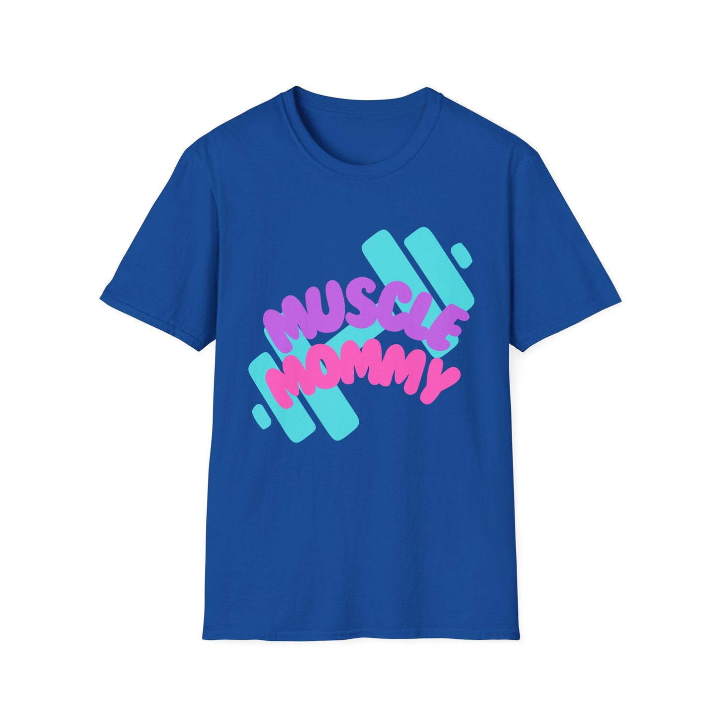 Muscle Mommy T-Shirt — Cute Fitness Mom Tee (Pastel Pink & Teal)