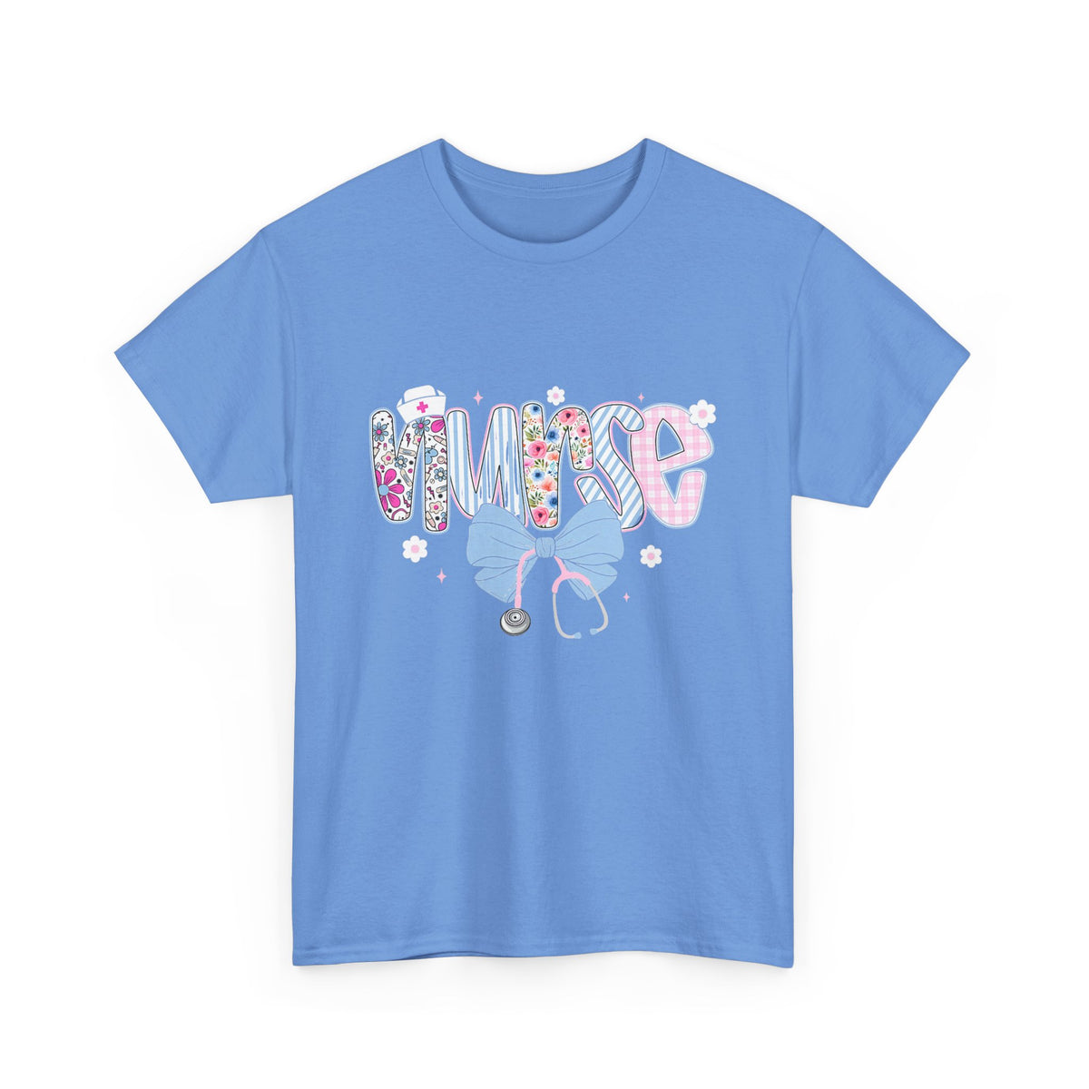 Women's Nurse Life Tee — Cute Floral 'NURSE' Bow Scrubs Graphic T-Shirt