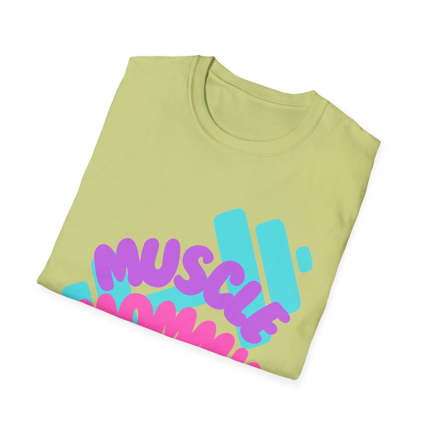 Muscle Mommy T-Shirt — Cute Fitness Mom Tee (Pastel Pink & Teal)