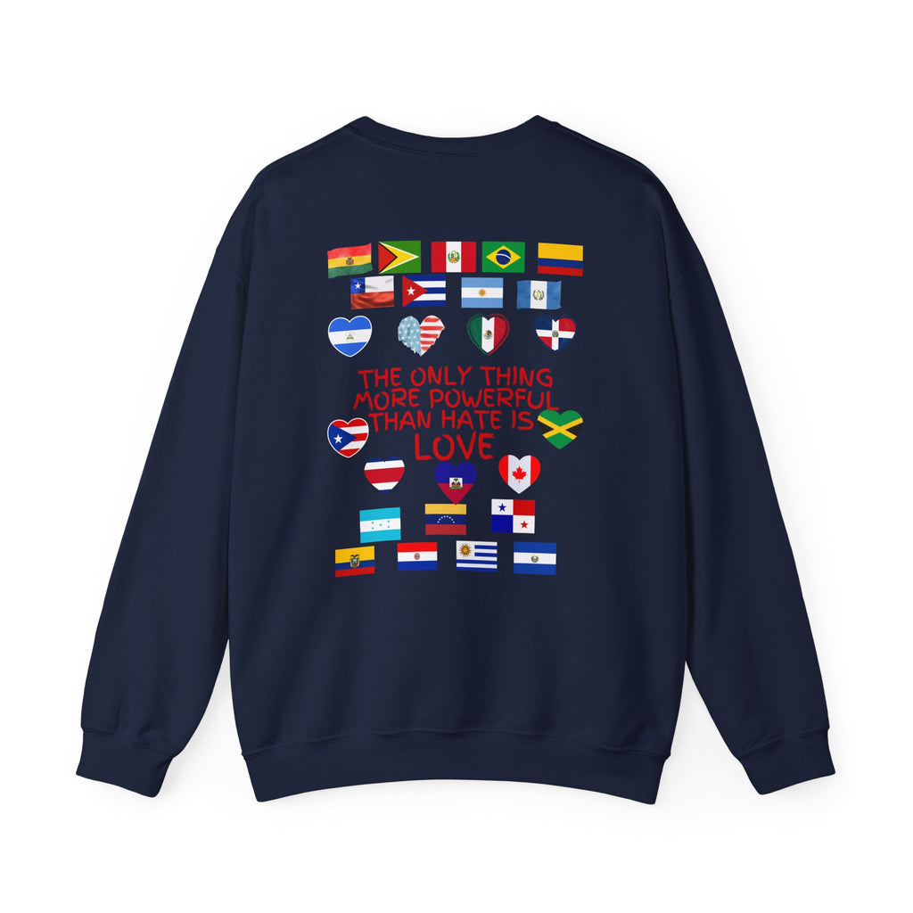Crewneck Sweatshirt — 'Together We Rise' Love & International Flags Peace Design