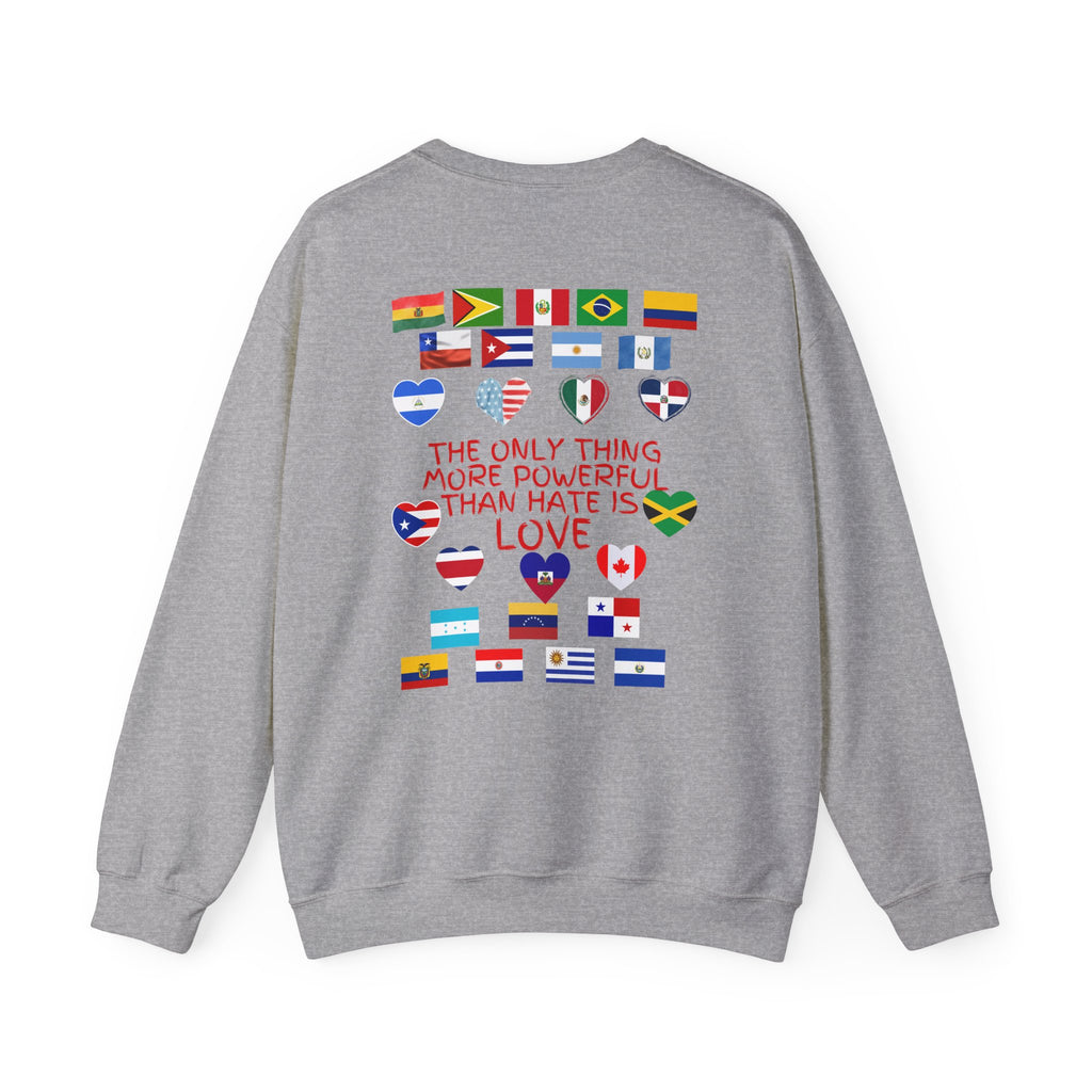 Crewneck Sweatshirt — 'Together We Rise' Love & International Flags Peace Design