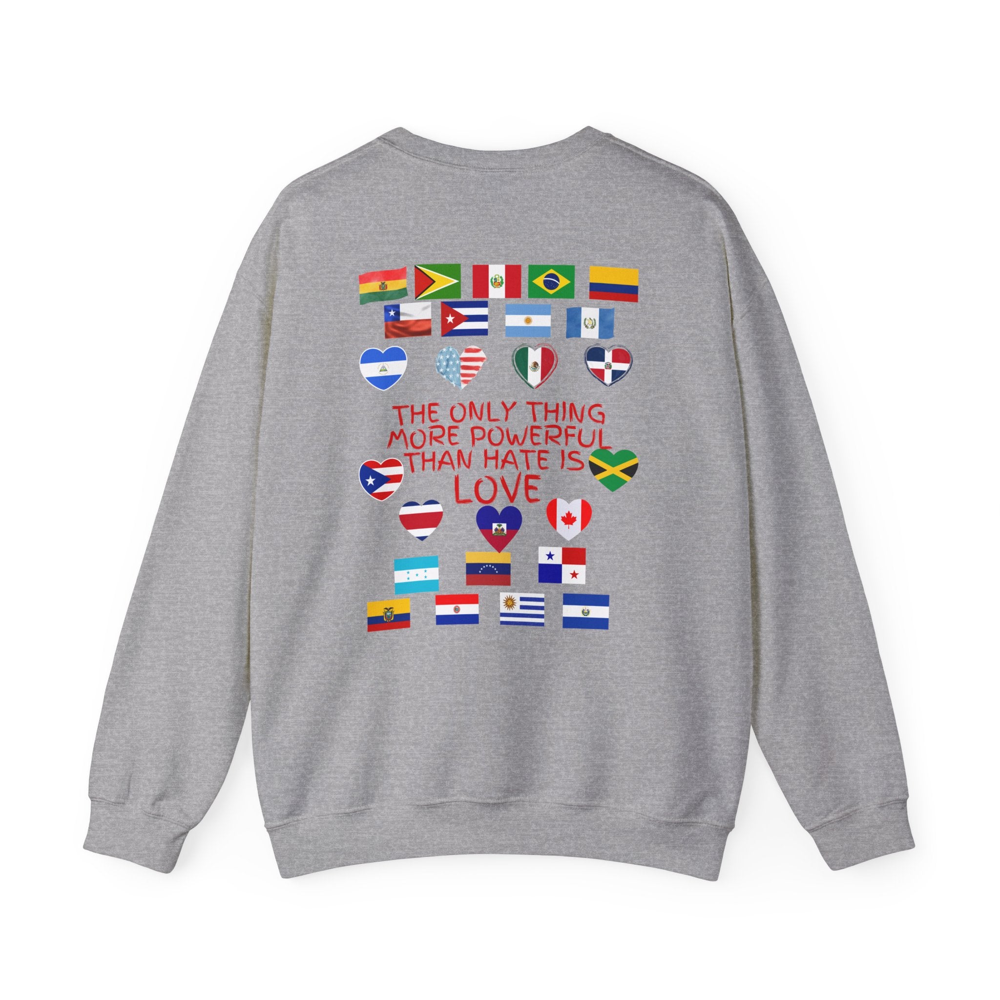 Crewneck Sweatshirt — 'Together We Rise' Love & International Flags Peace Design