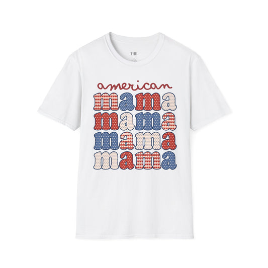 American Mama T-Shirt — Retro Patriotic Mama Tee for 4th of July & Mother's Day