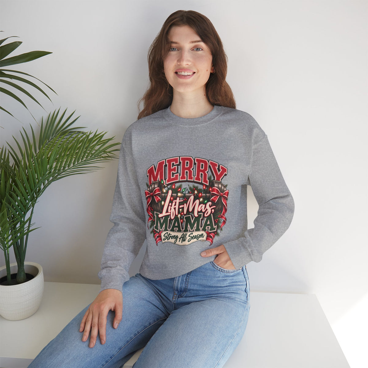 Crewneck Sweatshirt — "Merry Lit-Mas Mama" Christmas Graphic