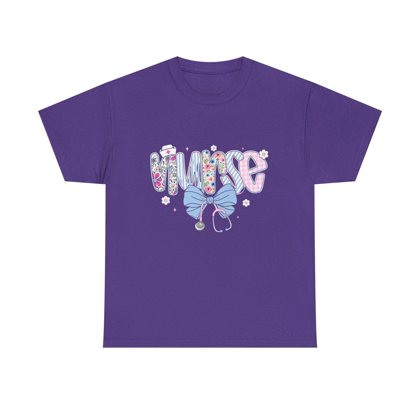 Women's Nurse Life Tee — Cute Floral 'NURSE' Bow Scrubs Graphic T-Shirt