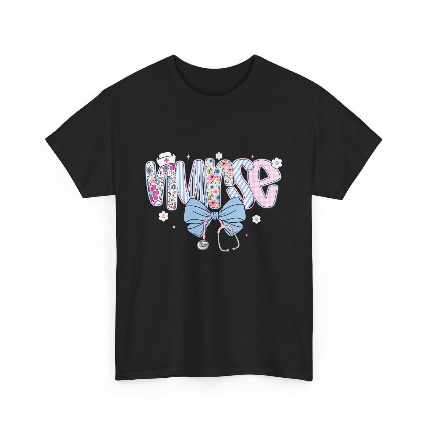 Women's Nurse Life Tee — Cute Floral 'NURSE' Bow Scrubs Graphic T-Shirt