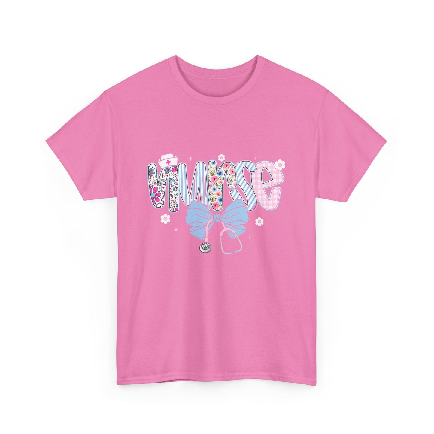 Women's Nurse Life Tee — Cute Floral 'NURSE' Bow Scrubs Graphic T-Shirt