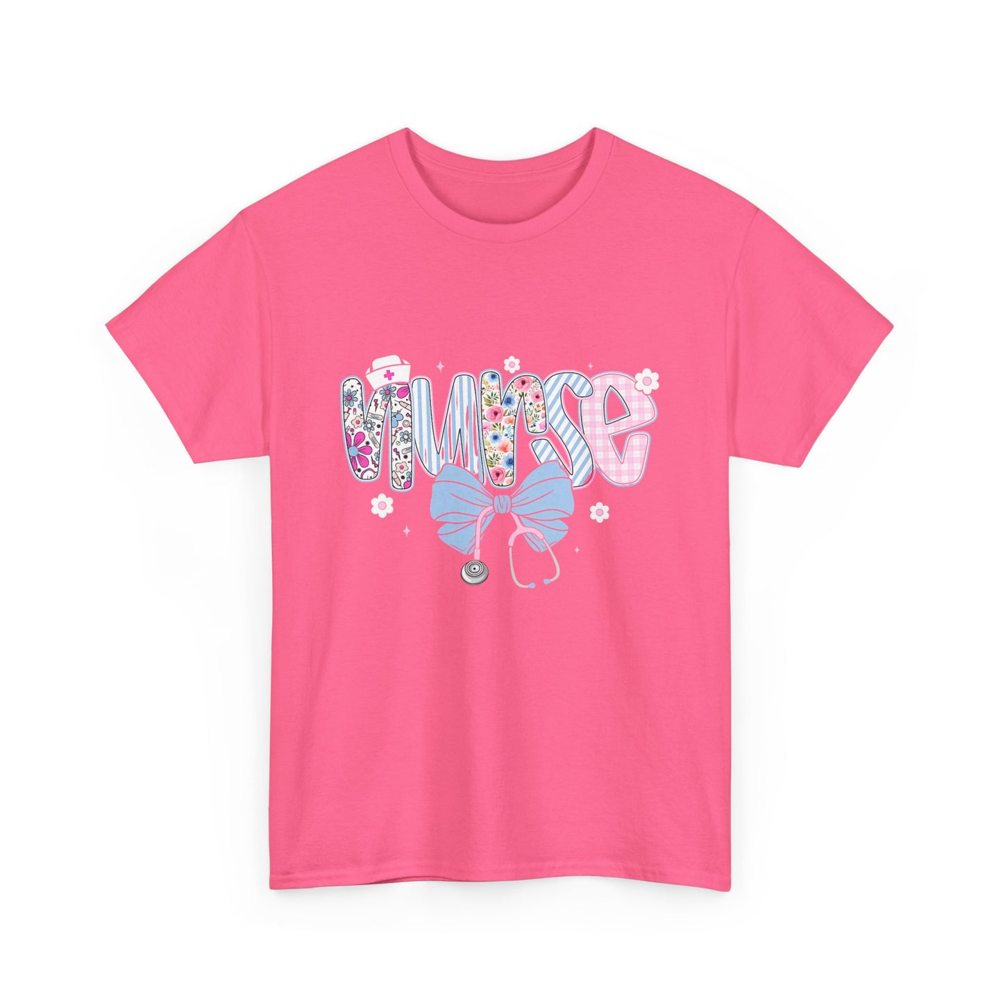 Women's Nurse Life Tee — Cute Floral 'NURSE' Bow Scrubs Graphic T-Shirt