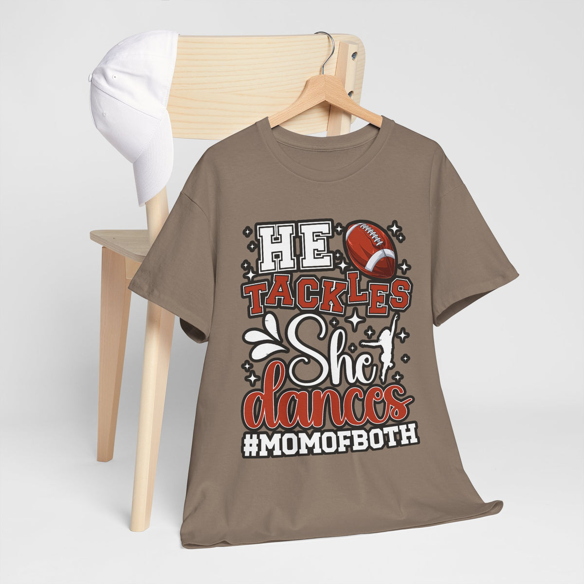Mom of Both Football & Dance T-Shirt – "He Tackles, She Dances" #MOMOFBOTH